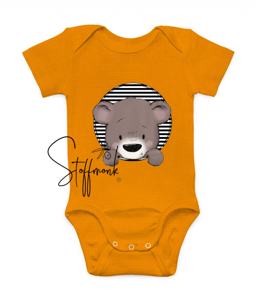 Patch / Aufnäher  - Streifen schwarz weiß - Bär Kopf -